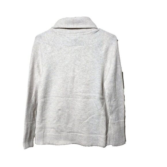 Loft Sweater XS White Casual Basics Capsule Wardrobe Kangaroo Pocket Turtle Neck - Picture 2 of 13